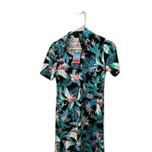 NWT Tommy Bahama Womens Golf Dress Tropical Floral Print Short Sleeve Zip Neck